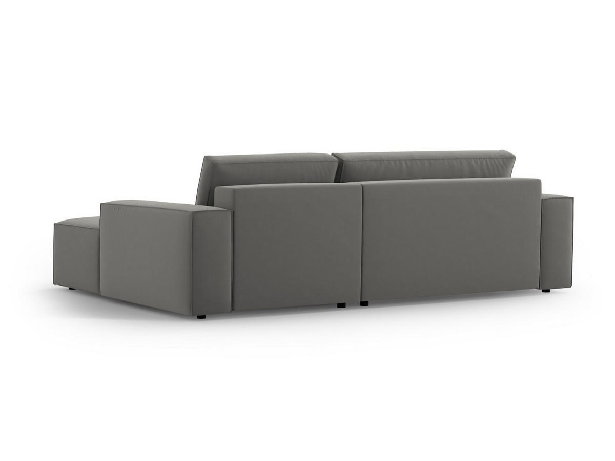 ECKSOFA ausklappbar rechts mit Container Jodie aus Samt hellgrau 3 Sitzplätze - Hellgrau, Textil (151/246cm) - Micadoni