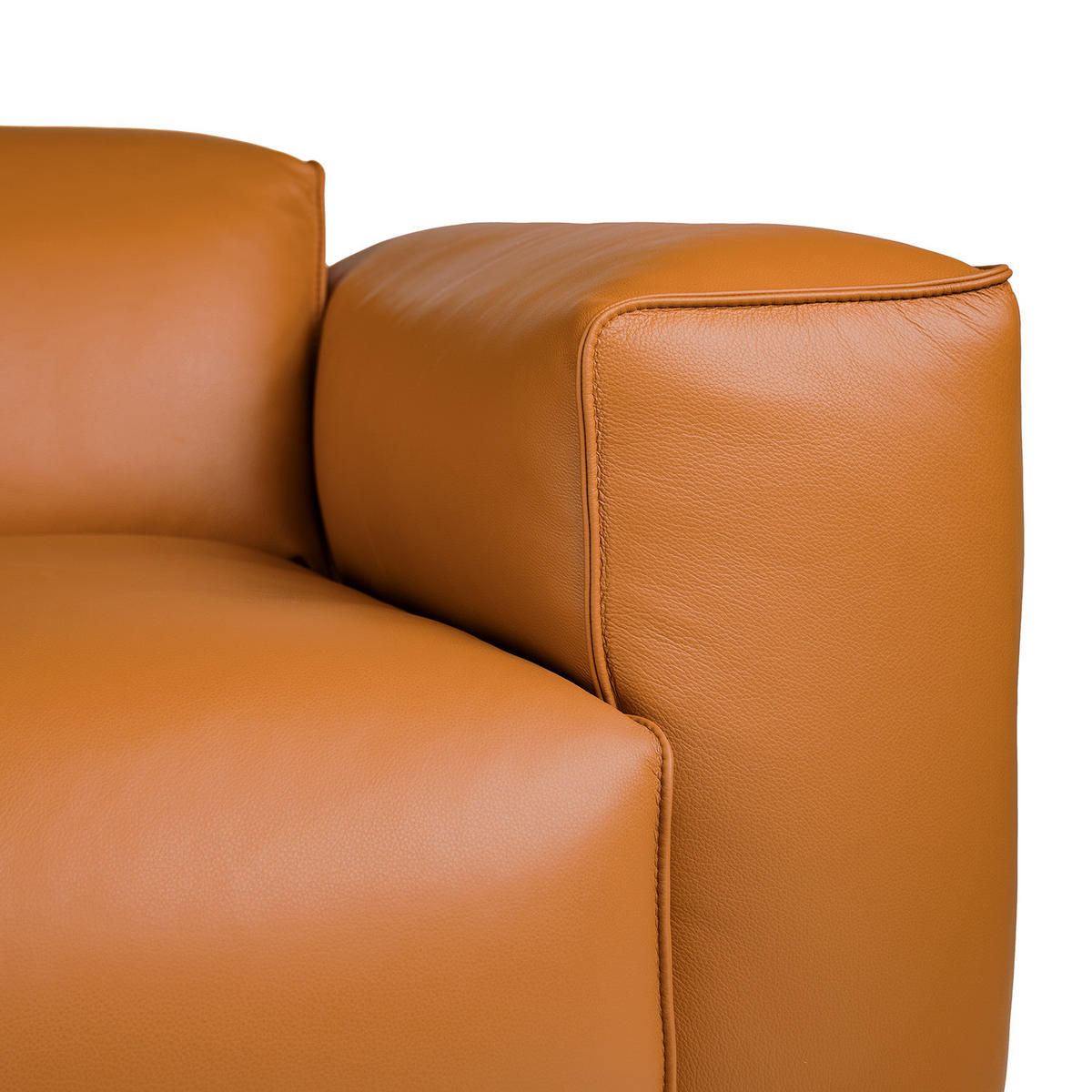 3-SITZER ECKSOFA mit Longchair - Cognac/Schwarz, Leder/Kunststoff (251/173cm) - home24