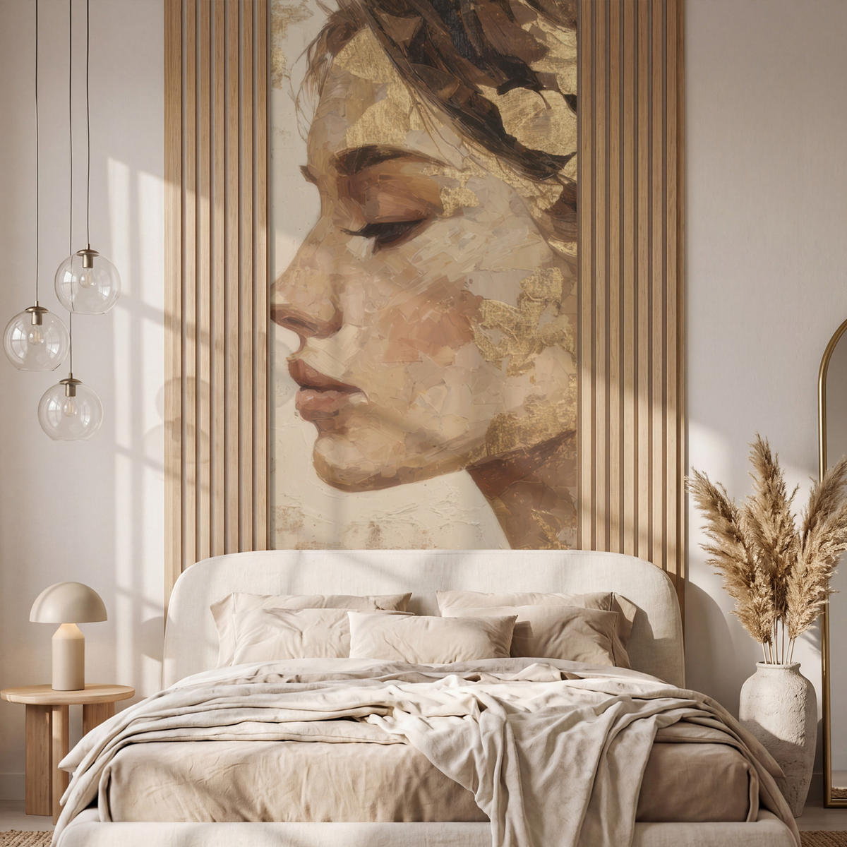 TAPETE - Frau - Gold - Abstrakt - Textur - 120x280 cm - Goldfarben, Papier (120/280cm) - OnlyWow