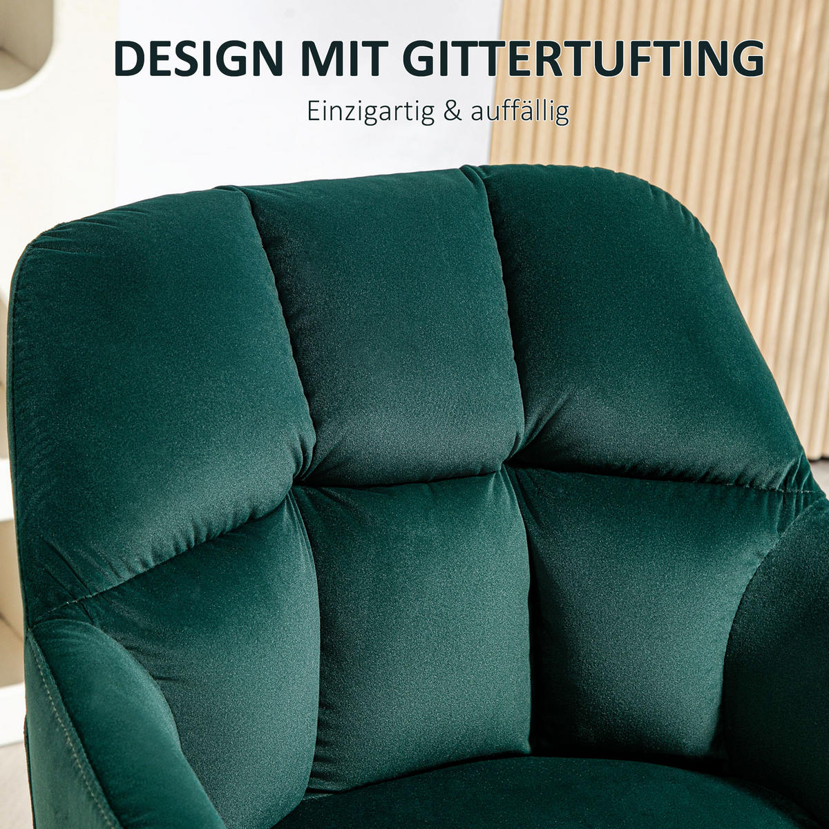 SESSEL Loungesessel mit Armlehne, Samtoptik für Wohnzimmer, Dunkelgrün - Dunkelgrün, Textil (58.5/78.5/59cm) - HOMCOM
