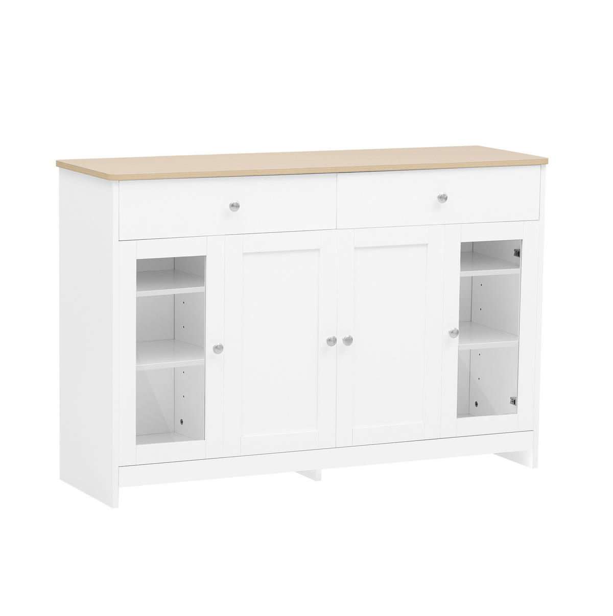 SIDEBOARD 120/37/80 cm weiß/Holzfarbe aus MDF mit Stauraum - Weiß, Holzwerkstoff (120/80/37cm) - OKWISH