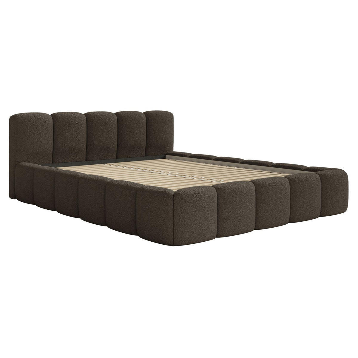 POLSTERBETT Cloudy Low Braun Bouclébezug 140x200 - Braun, Textil (140/200cm) - Selsey