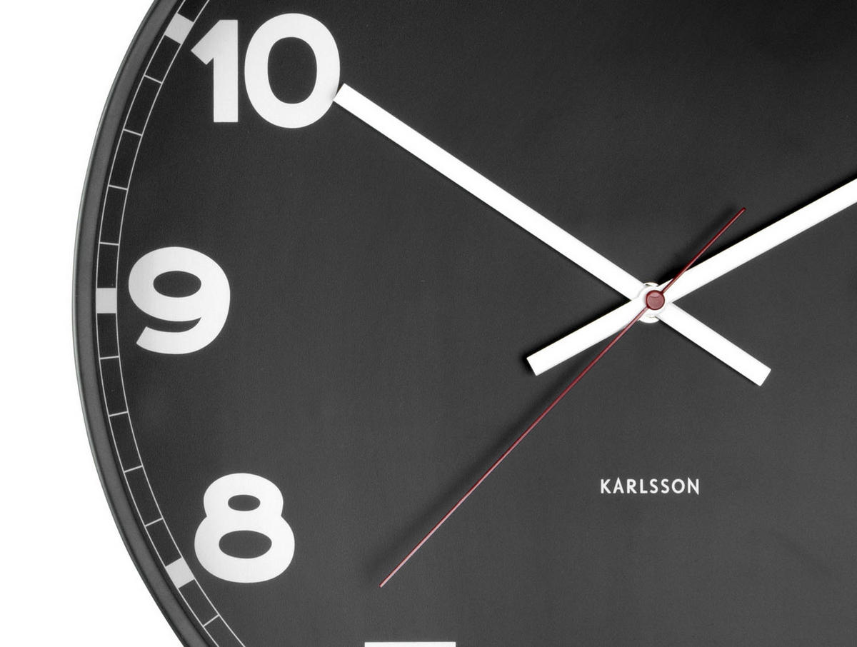 WANDUHR New Classic Ø40,5 cm - Schwarz, Metall (40.5/40.5/4.5cm) - Karlsson