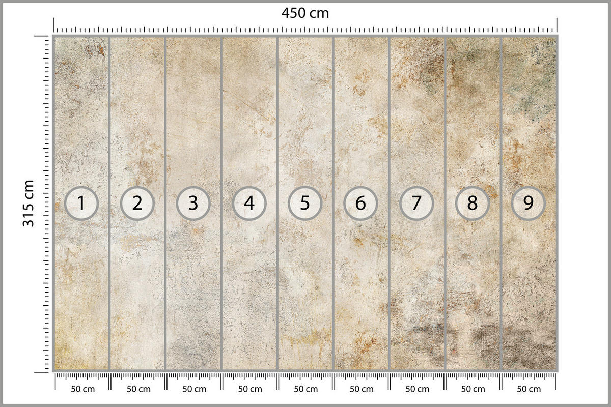 FOTOTAPETE für Wohnzimmer Minimal Beige Betonwand 450x315 - Gelb/Beige, Papier (450/315cm) - Muralo