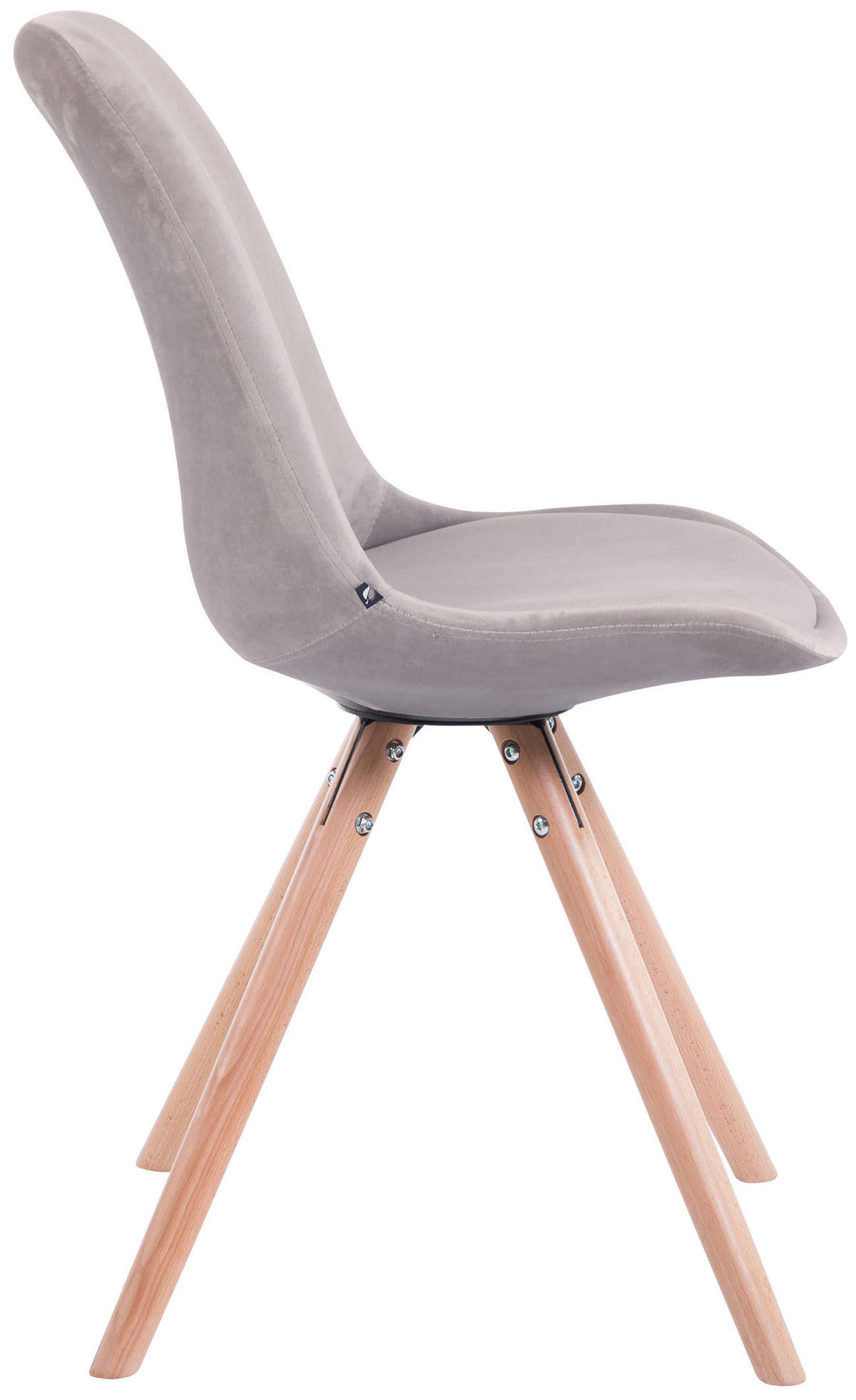 BESUCHERSTUHL Toulon Samt, Gestell Buchenholz Natura rund Grau - Naturfarben/Grau, Holz/Buchenholz (48/83/56cm) - TPFLiving