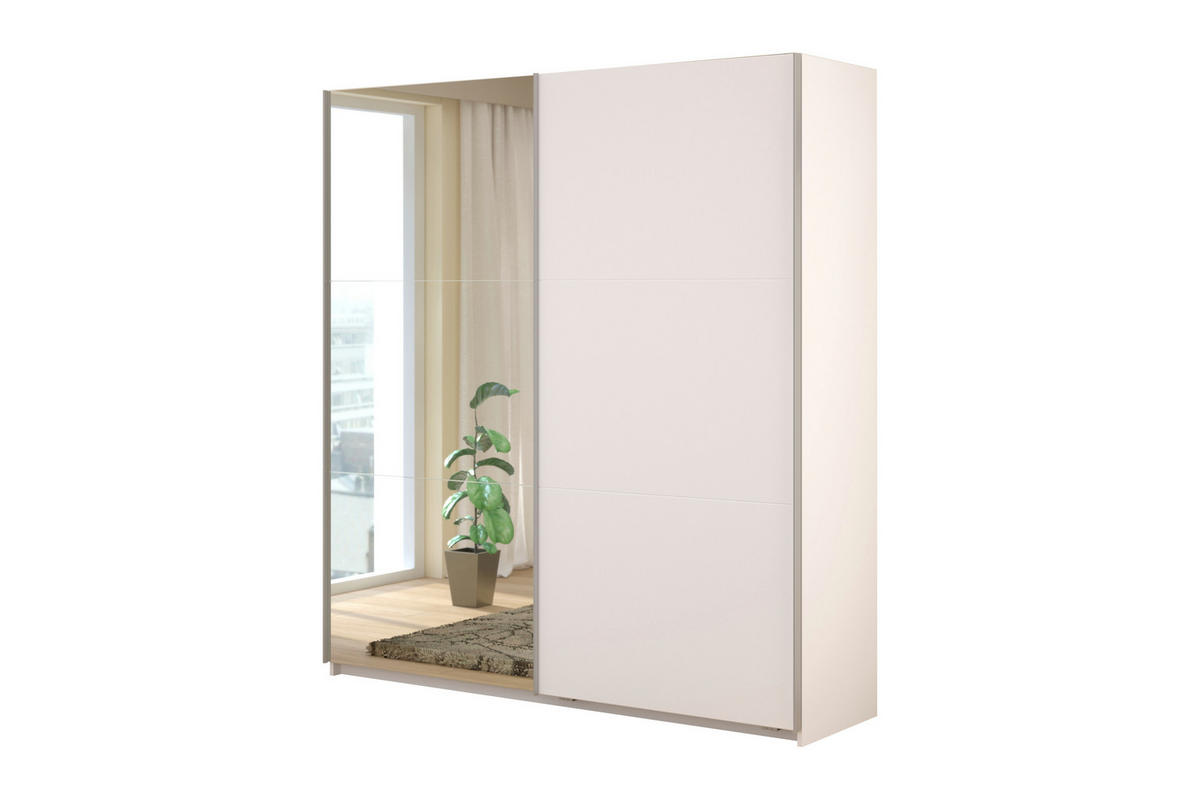 KLEIDERSCHRANK Swing 4 in Weiß von Parisot – Schwebetürenschrank 2 türig ohne Schubkasteneinsatz - Weiß, Holzwerkstoff (80/200/120cm)