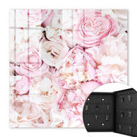 SCHLÜSSELBOX Schwarz 30x30 cm- Türöffnung nach rechts - Pastellblumen - Pink, Metall (30/30/5cm) - TULUP