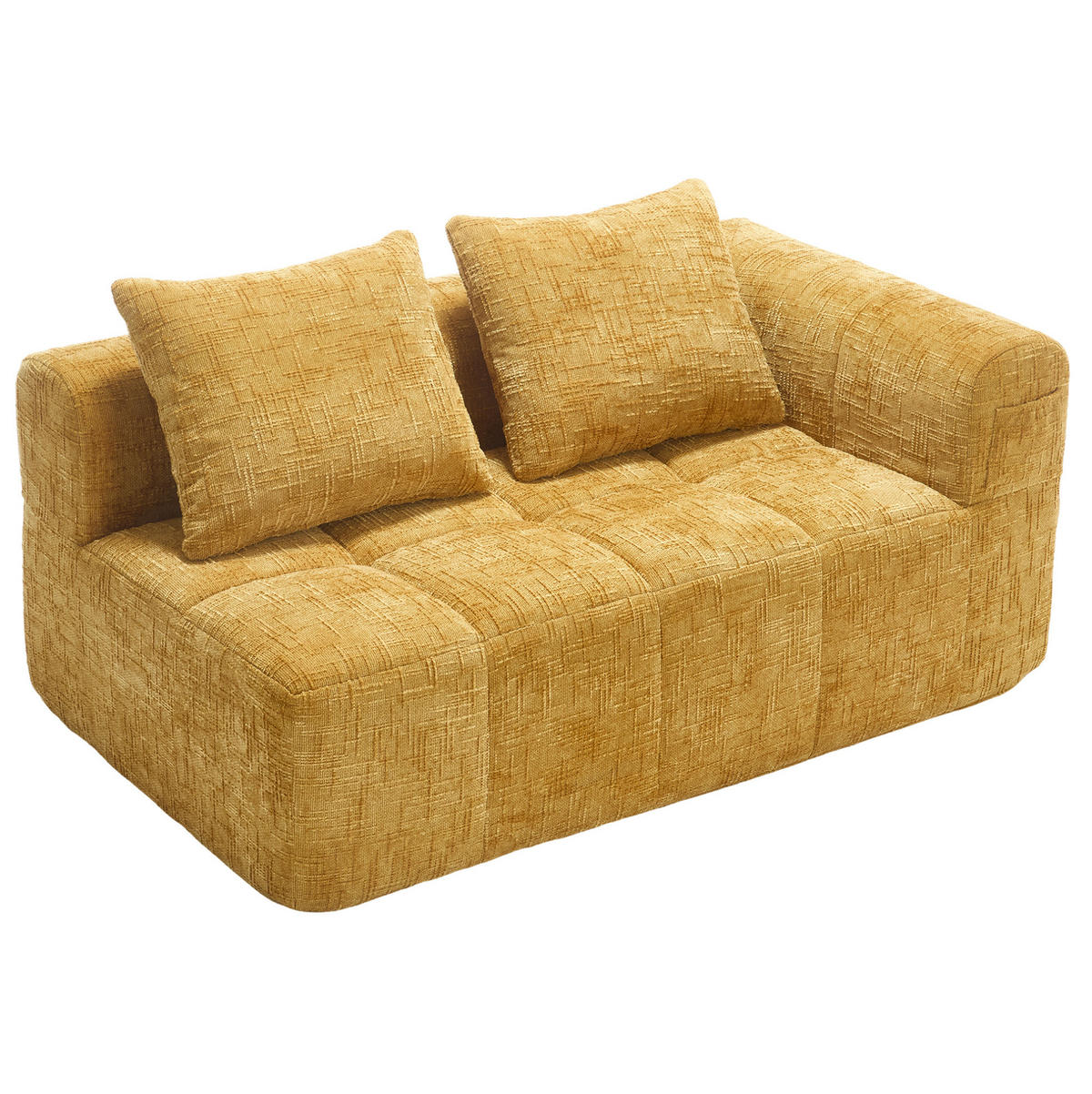 SOFA mit Seitentaschen 158 x 90 x 60 cm Chenille Yellow - Gelb, Kunststoff (158/60/90cm) - Meubliv