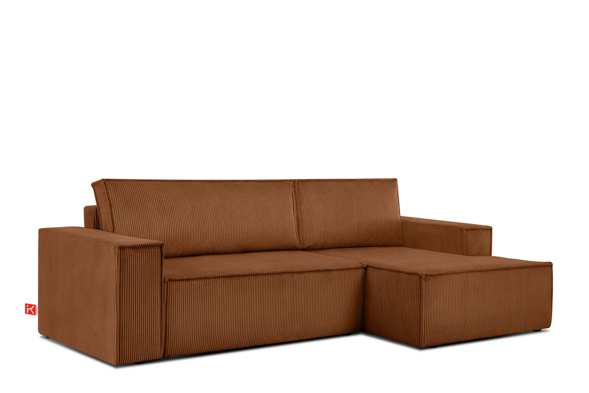 ECKSCHLAFSOFA-RECHTS NAPI in Pet Friendly Cord-Stoff, rot - Rot/Schwarz, Textil (262/148cm) - KONSIMO®