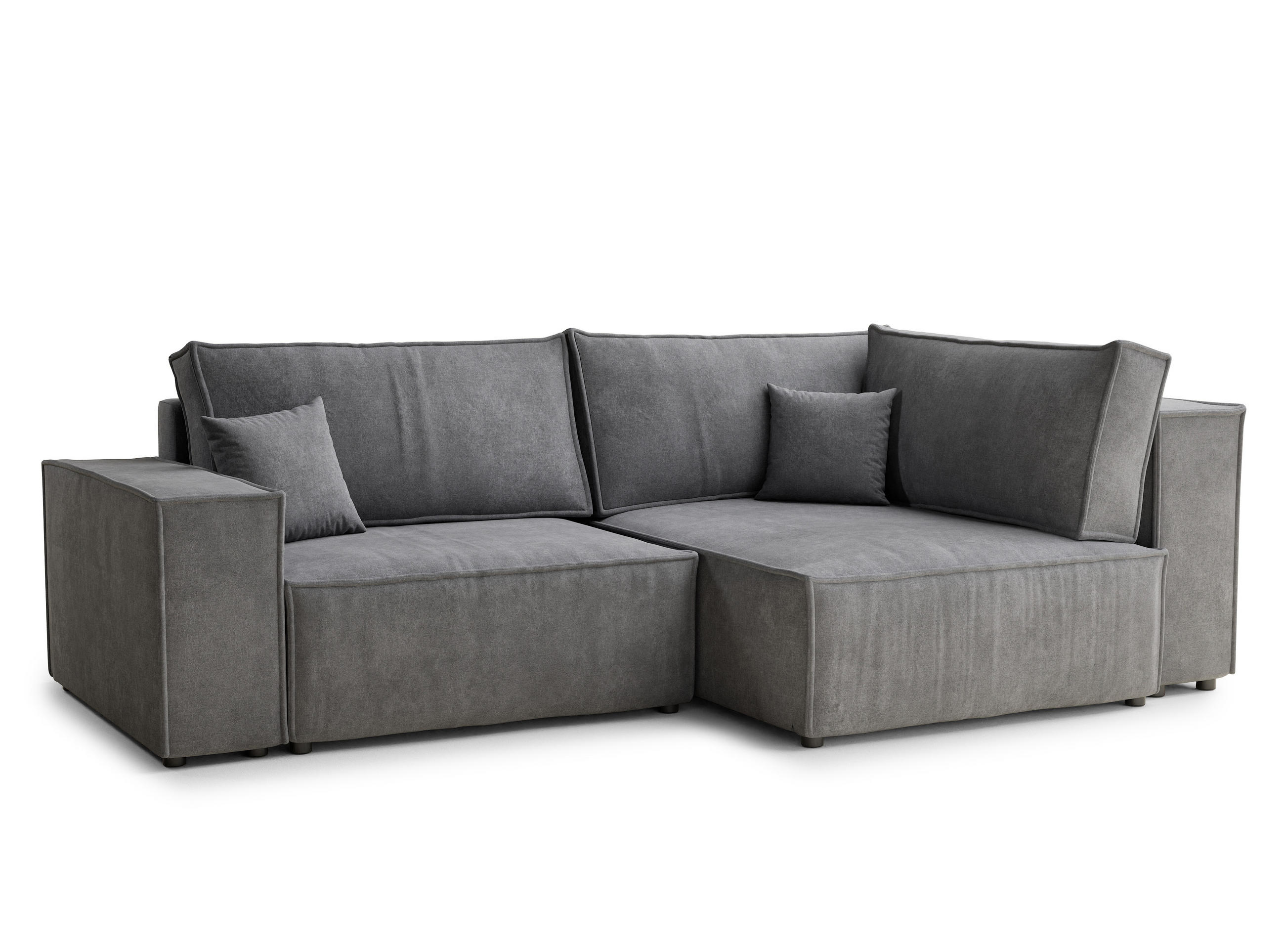 ECKSOFA MIT SCHLAFFUNKTION Tonga Grau Webstoff - Schwarz/Grau, Holz/Holzwerkstoff (255/105cm) - Maison de Reve
