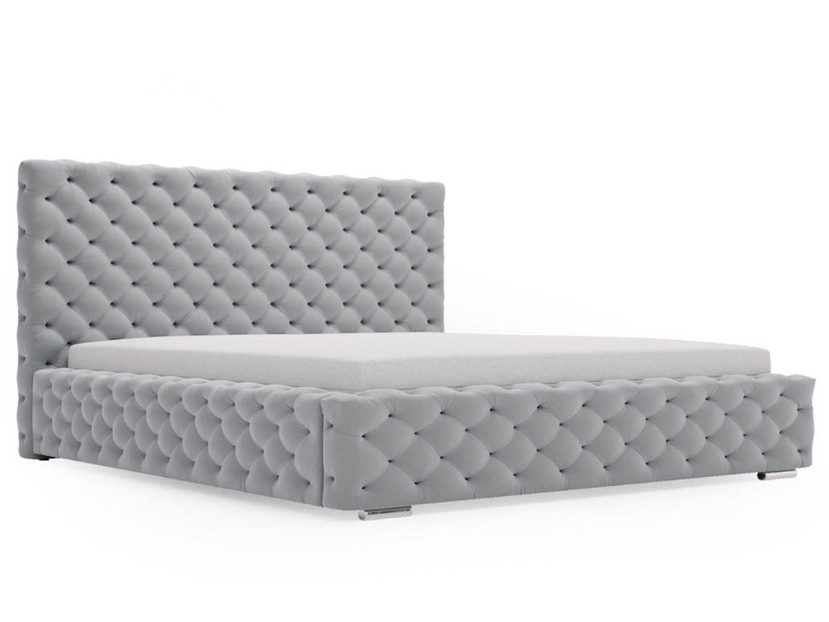 POLSTERBETT Astra 160x200 Grau - Naturfarben/Grau, Holz/Kunststoff (160/200cm) - Graingold