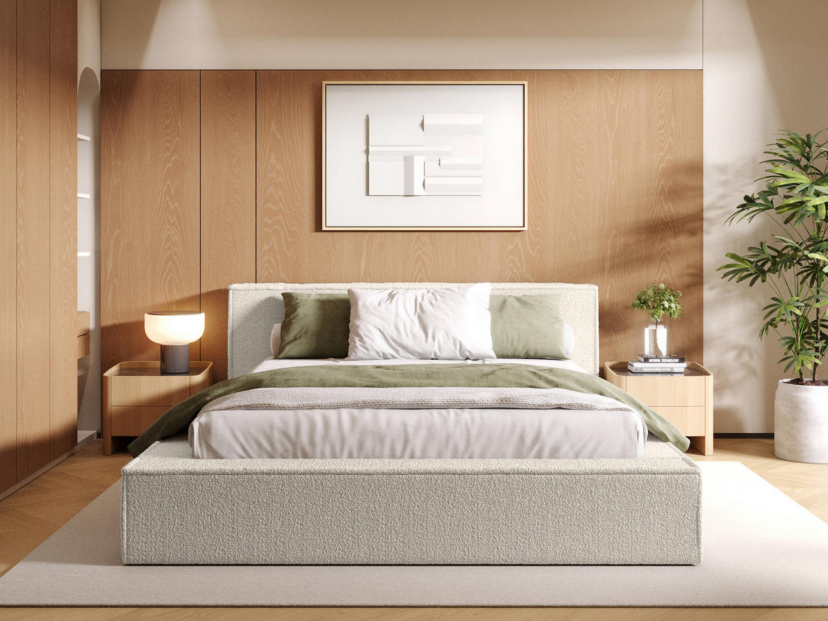 POLSTERBETT Menfi 200x200 cm, Weiß - Weiß, Textil (200/200cm) - Fedve