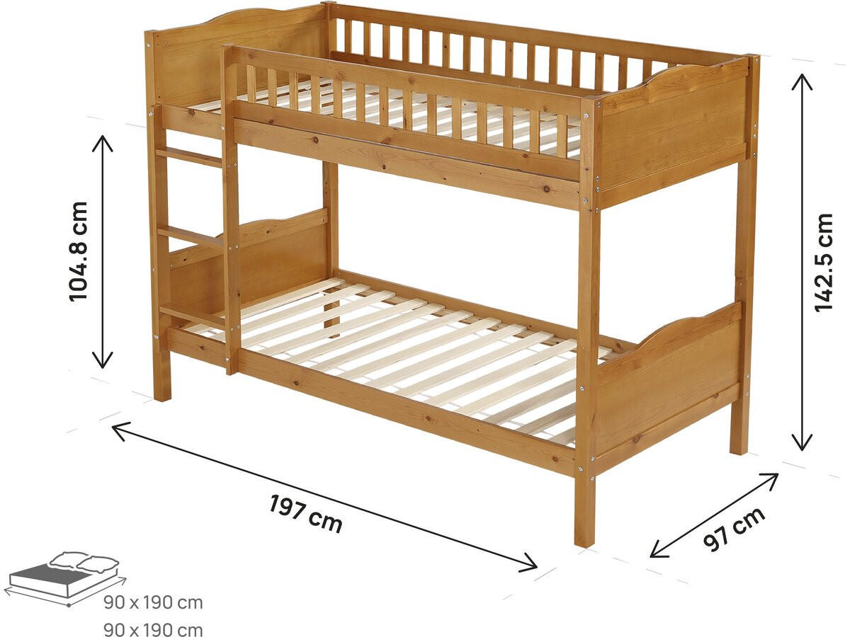 ETAGENBETT gabriel Braun - Braun, Holz (90/190cm) - Habitat Garten