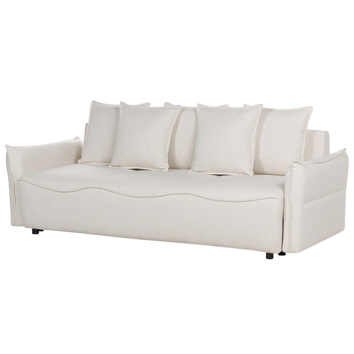 3-SITZER-SCHLAFSOFA cremeweiß mit Stauraum Krama - Schwarz/Weiß, Textil (225/62/93cm) - Beliani