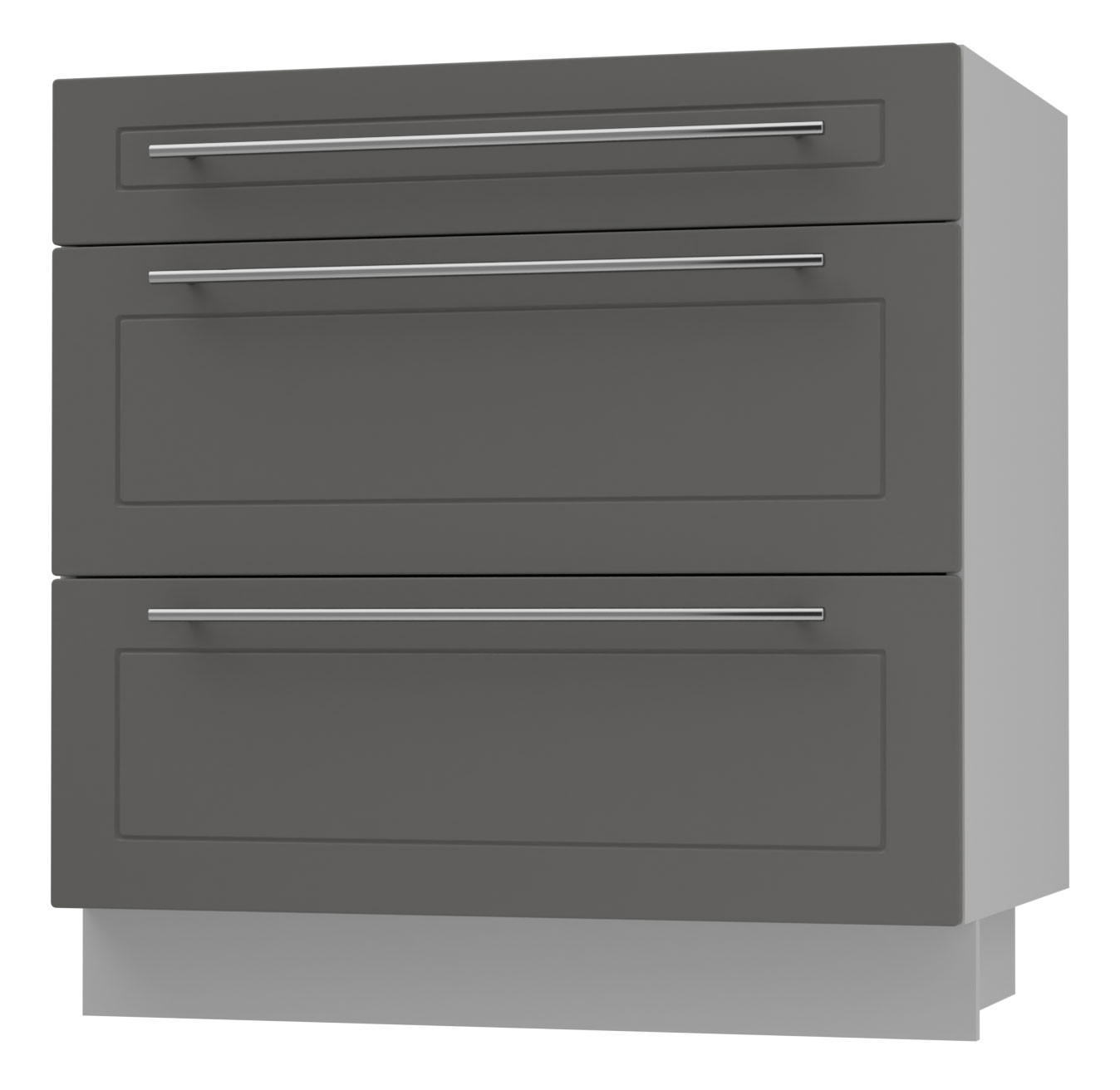 SCHUBLADENUNTERSCHRANK Kvantum D3A/80 80 / 50 / 82cm - Graphitfarben/Grau, Holz/Holzwerkstoff (80/82/50cm) - Feldmann-Wohnen