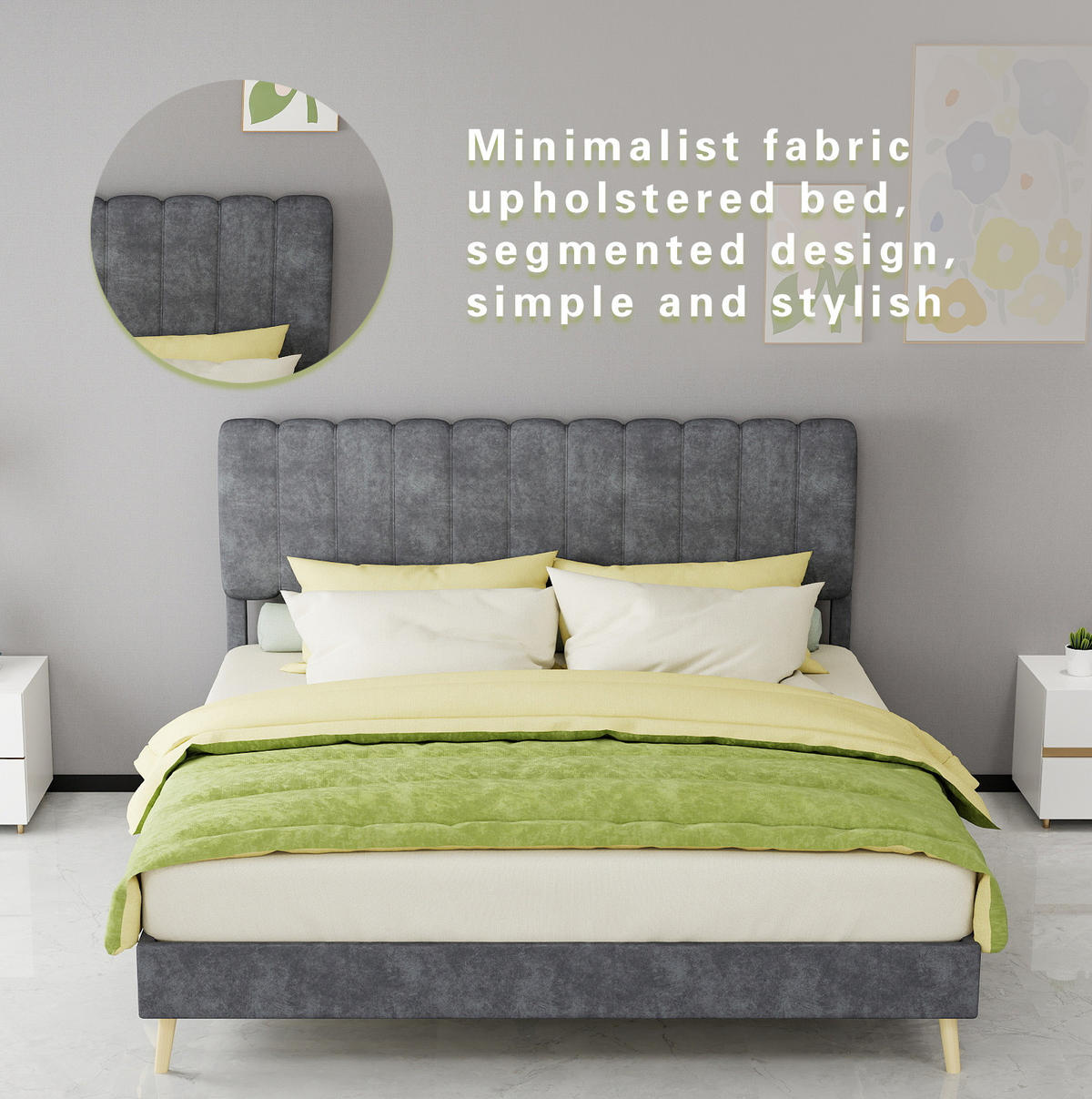 POLSTERBETT aus Samtstoff und Metall 160x200 cm Grau inklusive Matratze - Grau, Textil (160/200cm) - IVMEU