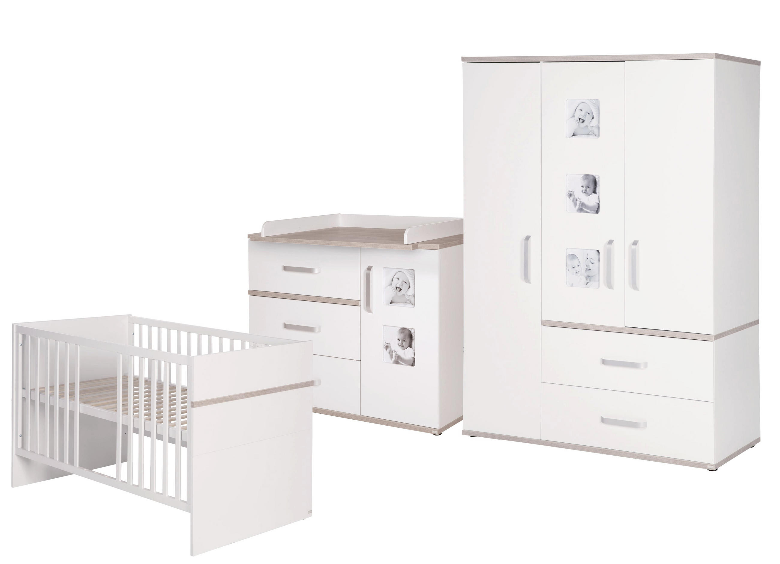 BABYZIMMER-SET Moritz, mit breiter Wickelkommode, 3-teilig - Weiß, Holzwerkstoff (76/81/142.5cm) - Roba