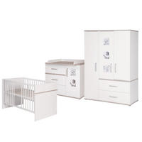BABYZIMMER-SET Moritz, mit breiter Wickelkommode, 3-teilig - Weiß, Holzwerkstoff (76/81/142.5cm) - Roba