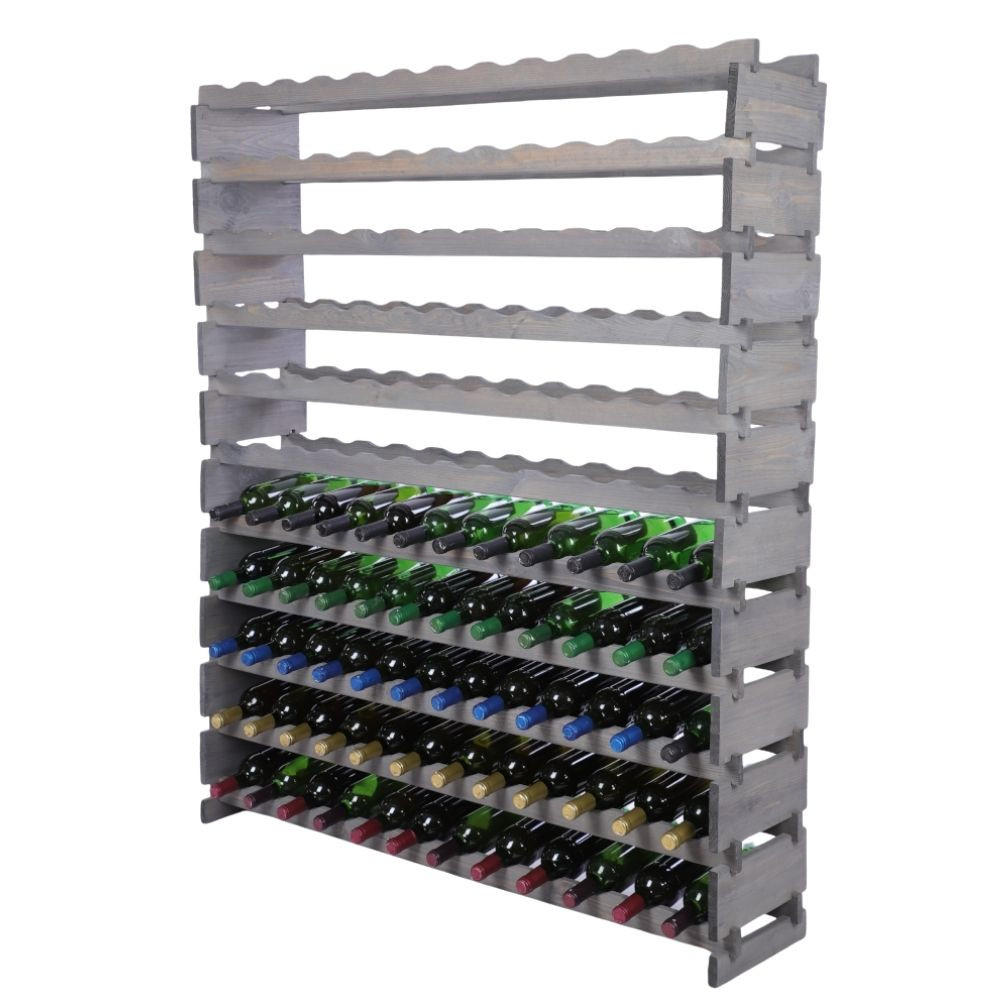 WEINREGAL VINOTECA FLEX PRO HxBxT 149x123x28cm 132 Flaschen auf 11 Ebenen Grau - Grau, Holz (123/149/28cm) - PROREGAL