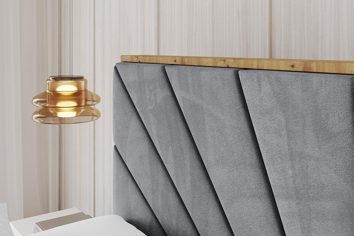 POLSTERBETT mit Bettkasten, Fußteil und Lattenrost, Boxbett mit Matratze H3/H4 - ENZO6-Z 200x200 Grau - Grau, Holzwerkstoff/Textil (200/200cm) - ALTDECOR