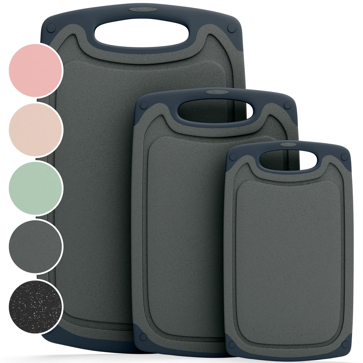 SCHNEIDEBRETT 3er Set Dunkelgrau - Dunkelgrau, Kunststoff (25/0.75cm) - Blumtal