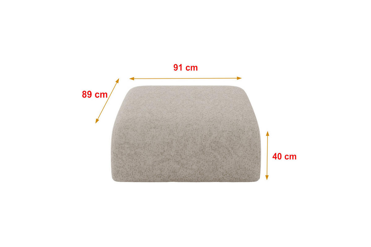 POUF MIRA-PUF 91x89x40 Beige cm Velours Modular Sitzhocker - Beige/Schwarz, Holzwerkstoff/Kunststoff (91/40/89cm) - ALTDECOR