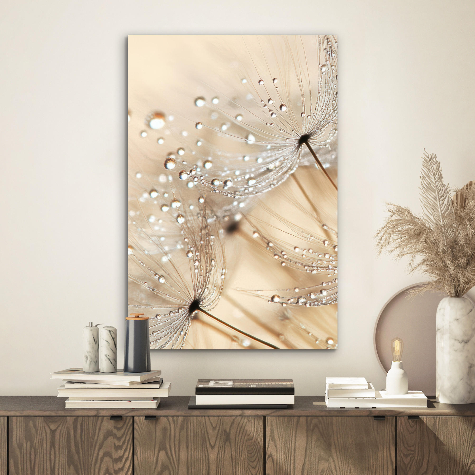 METALLBILD Löwenzahn - Abstrakt - Natur - Beige 40x60 cm - Braun, Metall (40/60cm) - MuchoWow