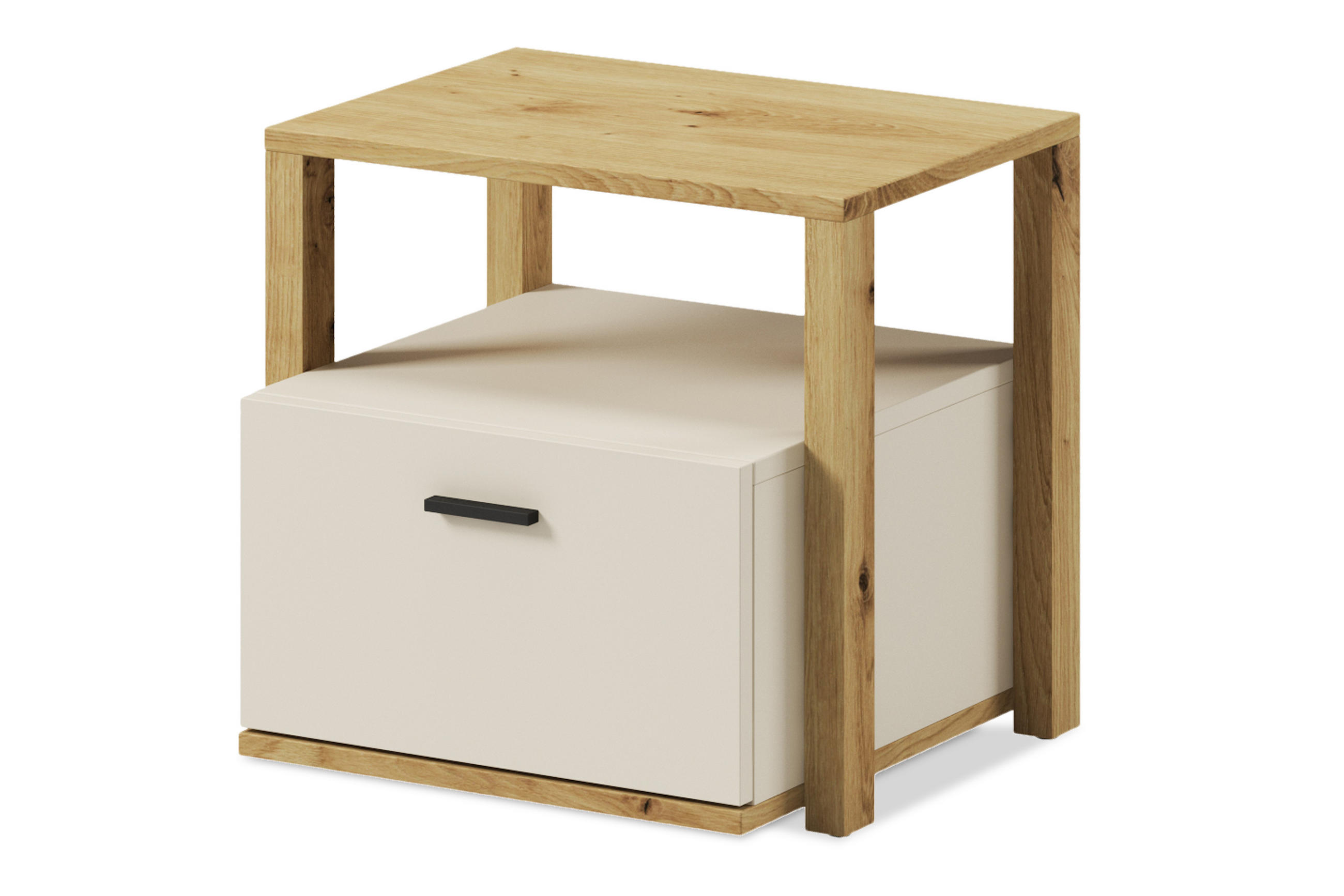 KINDER-NACHTTISCH TRIDA mit Schublade, creme/artisan eiche - Creme/Eiche Artisan, Holz (45/42/40cm) - KONSIMO®