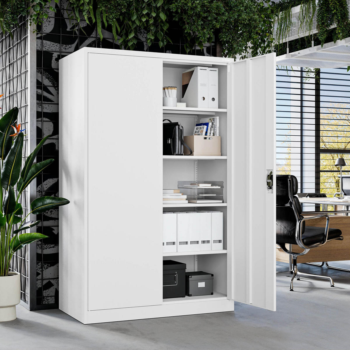 METALL-BÜROSCHRANK JAN II D600 - Weiß, Metall (115/185/60cm) - Jan Nowak