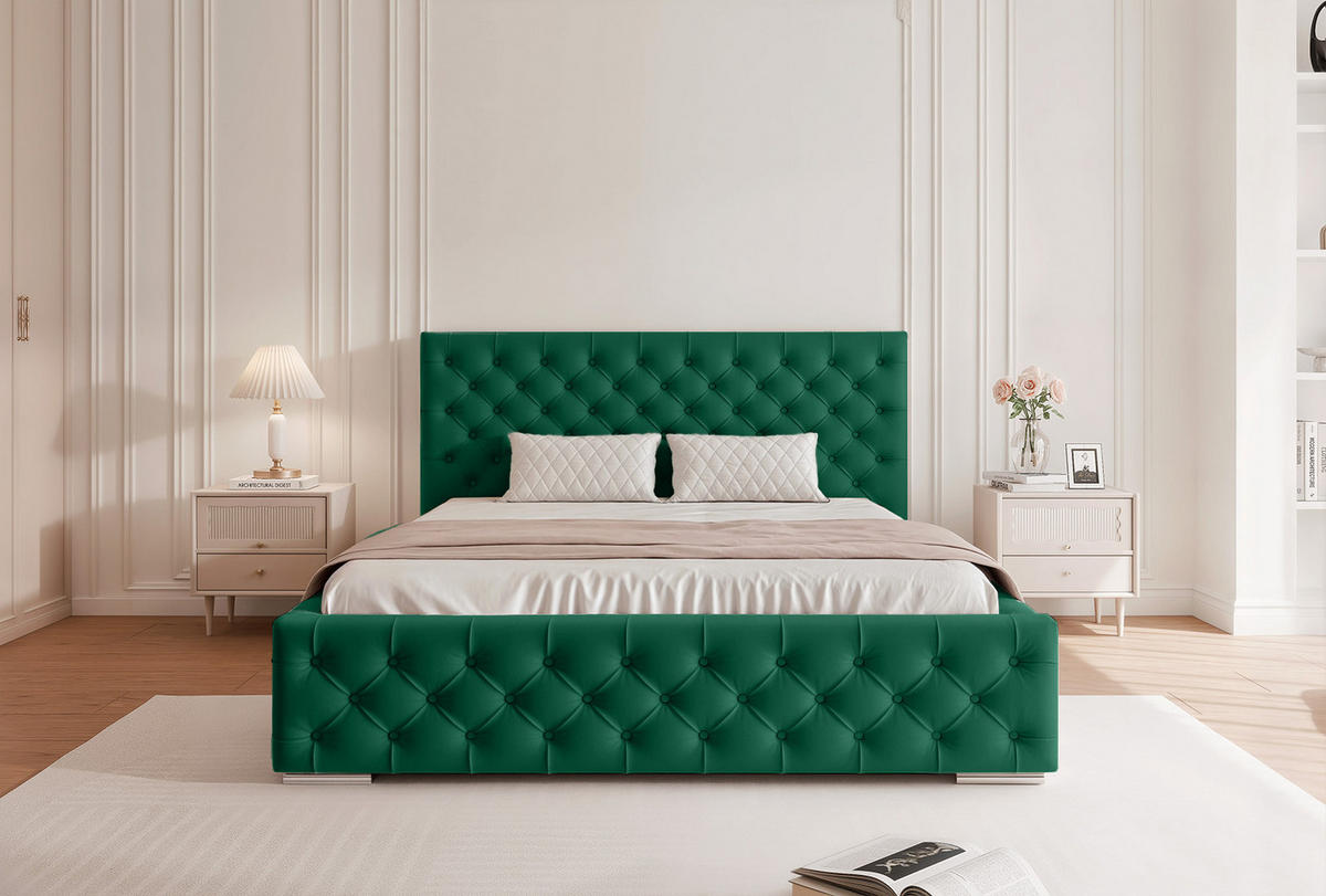 POLSTERBETT CALLIA 200x200 cm, Grün - Grün, Textil (200/200cm) - Fedve