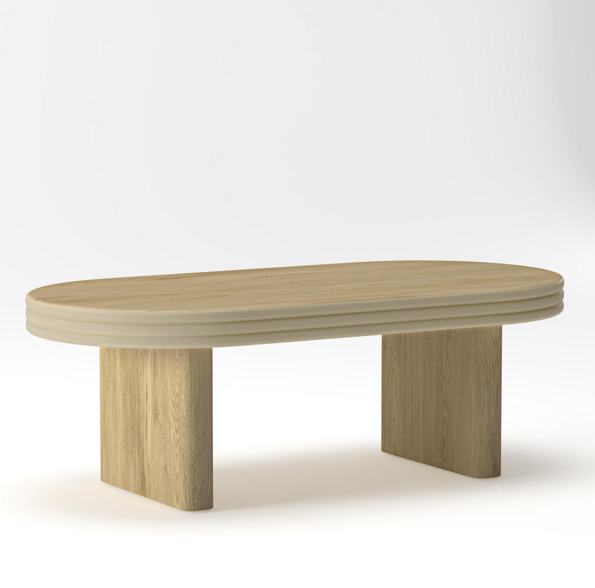 COUCHTISCH 120/60/41,5 cm mit ovaler Tischplatte und Holzoptik, Natur - Naturfarben, Holzwerkstoff (120/60/41.5cm) - Redom