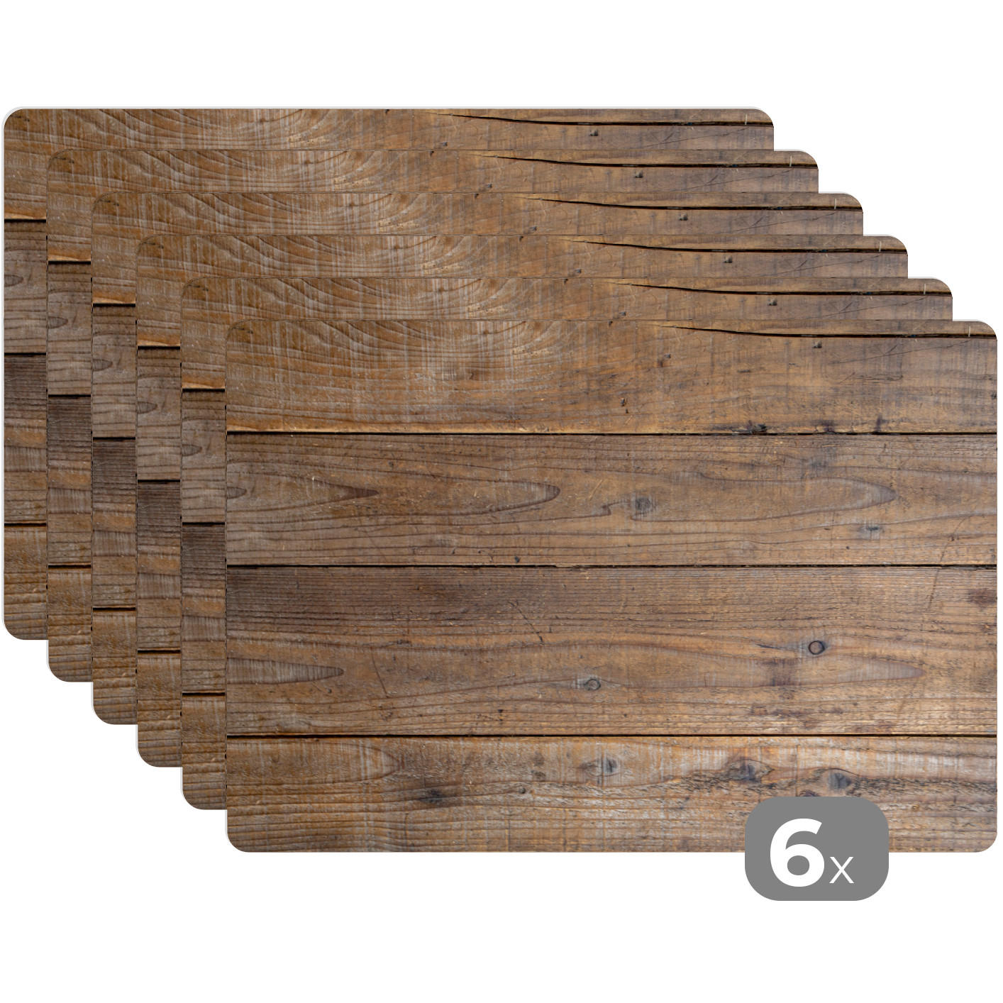 PLATZSETS 6er-Set Holzbretter mit einer besonderen Struktur 45x30 cm Tischset - Wildeiche, Kunststoff (0.3/45/30cm) - MuchoWow