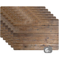 PLATZSETS 6er-Set Holzbretter mit einer besonderen Struktur 45x30 cm Tischset - Wildeiche, Kunststoff (0.3/45/30cm) - MuchoWow