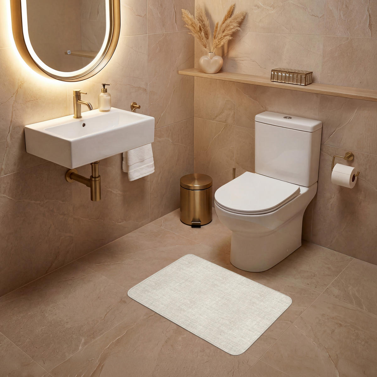 WC PŘEDLOŽKA Povlečení - Textura - Béžová 60x40 cm - béžová, textil/plast (60/1cm) - OnlyWow