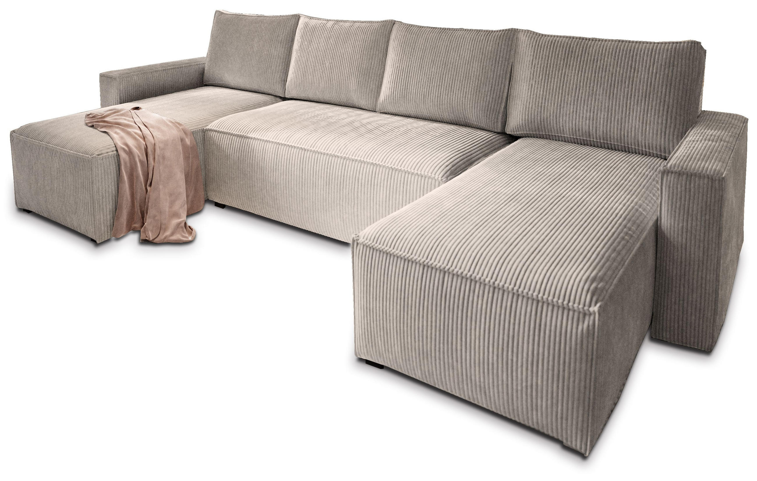 ROHOVÁ SEDAČKA ASPRA béžová - šedá/béžová, dřevo/textil (295/140cm) - MASSENO