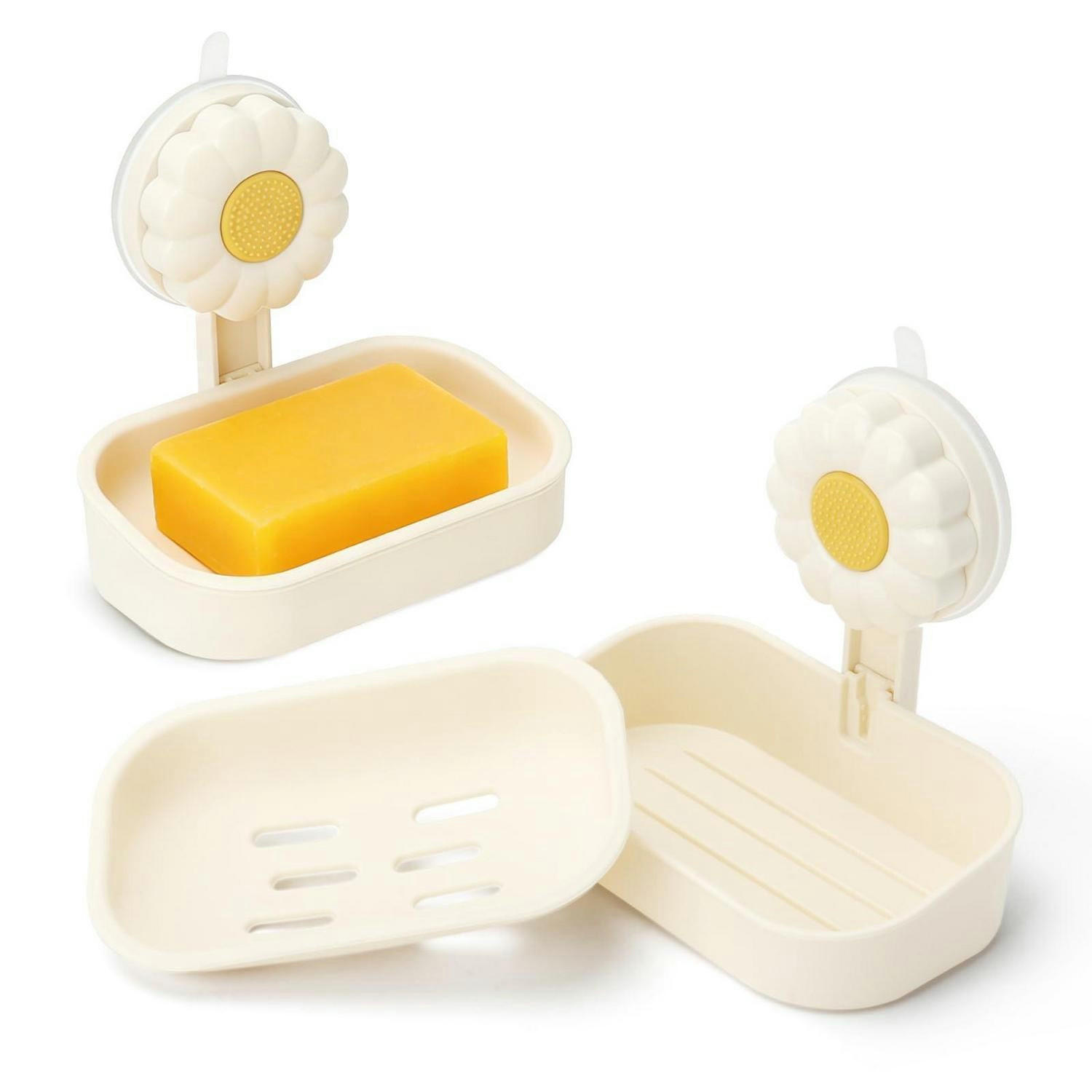 SEIFENHALTER 2er Set mit Saugnapf Weiß - Beige, Kunststoff (8.5/1.5/13.5cm)