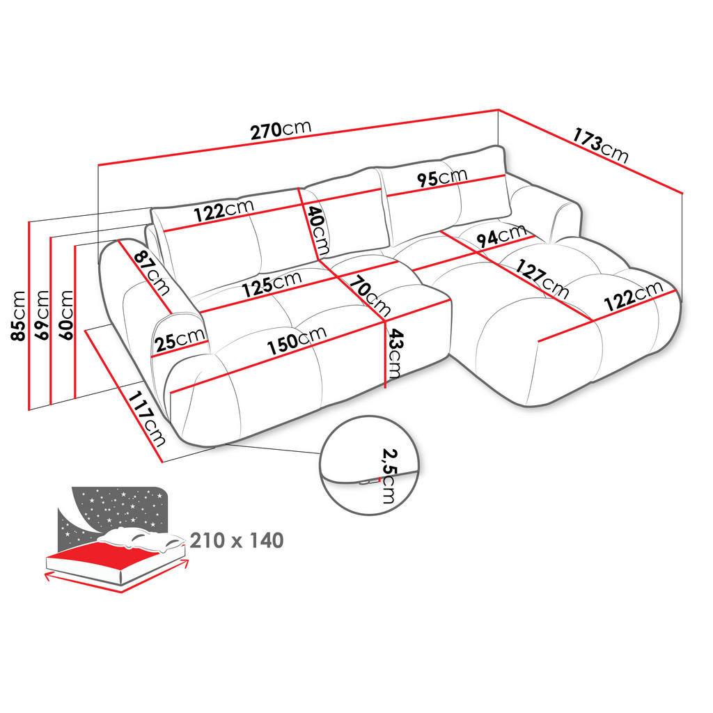 Thumbnail - Mirjan24 Ecksofa, Hellgrau, Holz, 5-Sitzer, L-Form,L-Form, 270x173 cm, Wohnzimmer, Sofas & Couches, Wohnlandschaften, Ec...