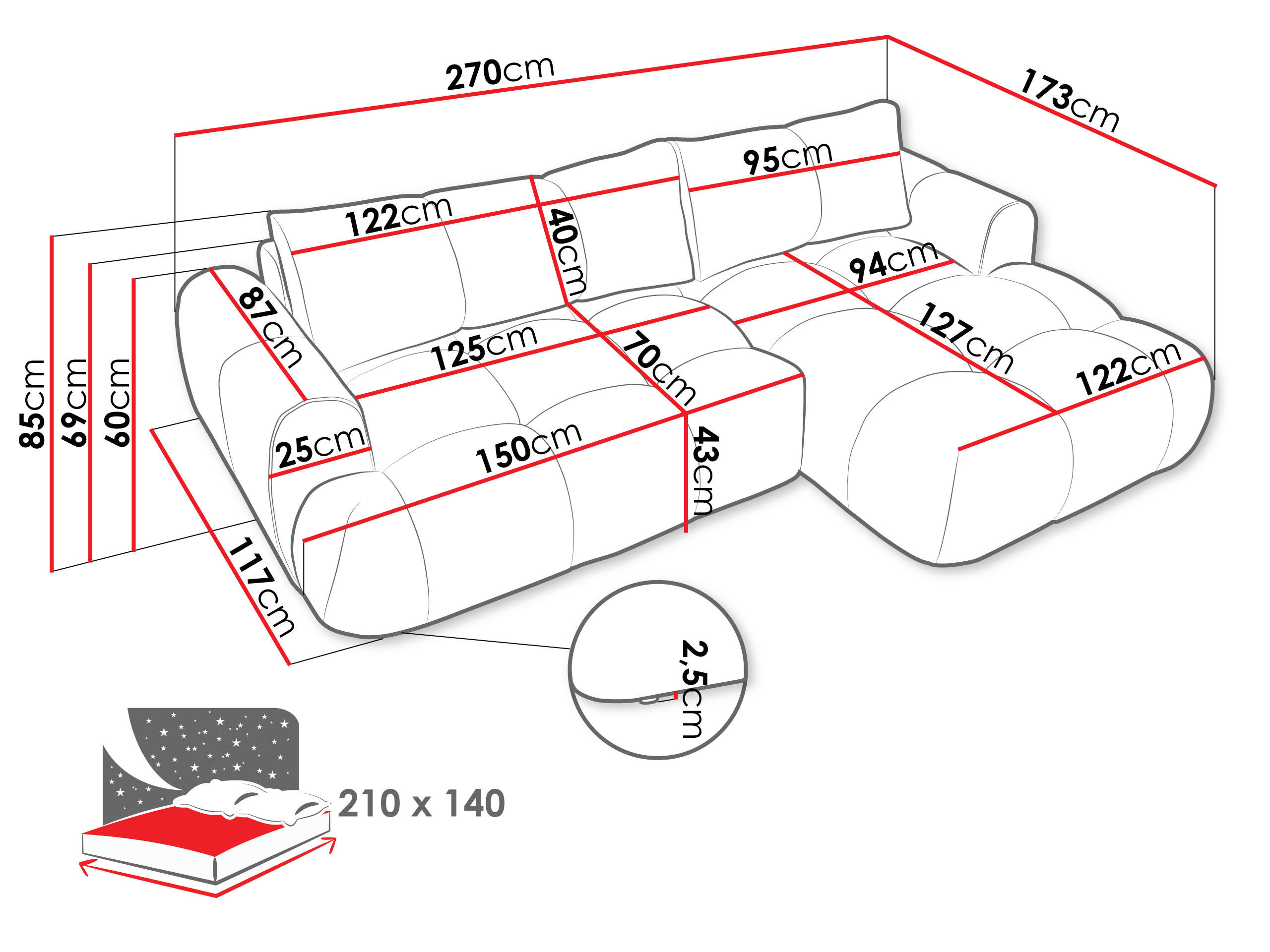 Thumbnail - Mirjan24 Ecksofa, Braun, Holz, 5-Sitzer, L-Form,L-Form, 270x173 cm, Wohnzimmer, Sofas & Couches, Wohnlandschaften, Eckso...