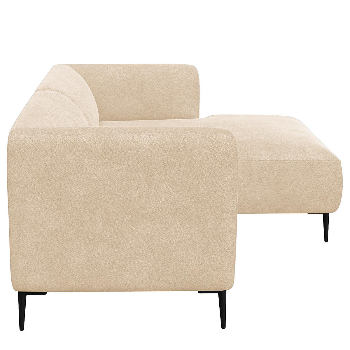 1,5-SITZER ECKSOFA mit Longchair - Beige/Schwarz, Textil/Metall (211/148cm) - home24
