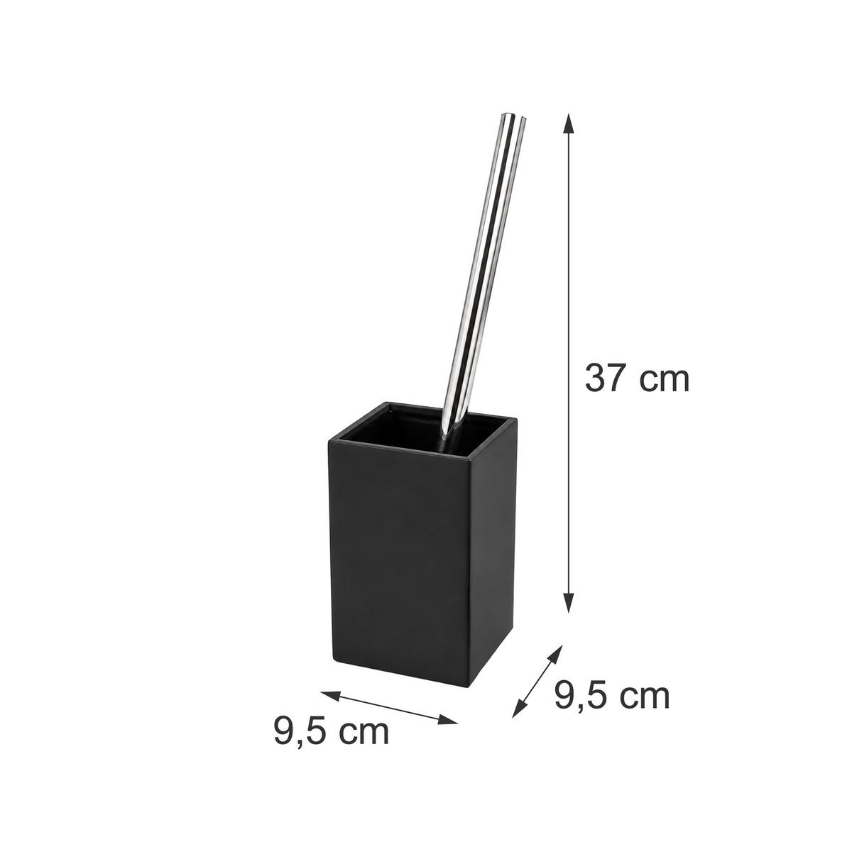 WC-ŠTĚTKA Černá s držákem bambus - černá, kov/dřevo (9.5/37/9.5cm) - Relaxdays