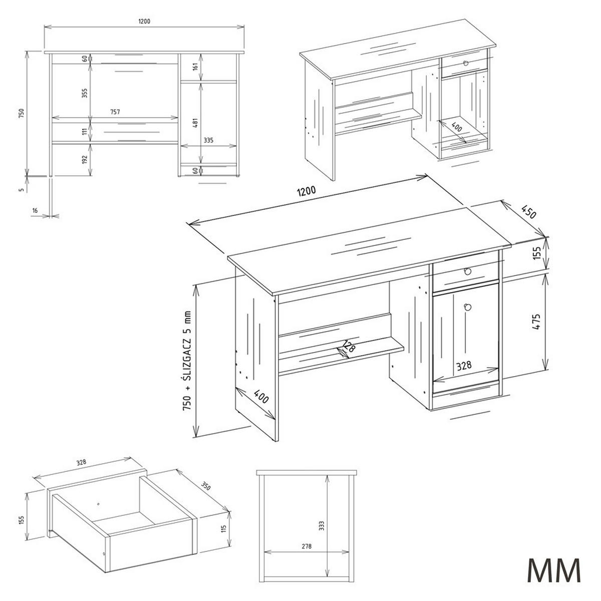 SCHREIBTISCH Artisan Eiche 120/75/45 - Eiche Artisan, Holzwerkstoff (45/120/75cm) - RAUMHIRSCH FURNITURE
