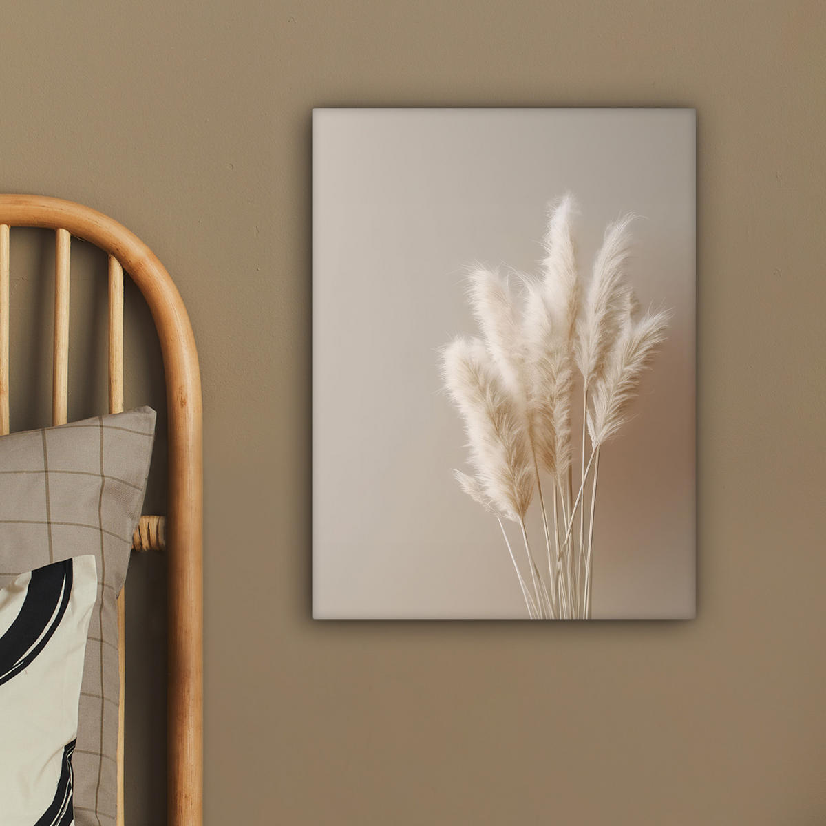LEINWANDBILD Pampasgras - Federn - Pastell - Weiß 30x40 cm - Naturfarben, Textil (30/40cm) - MuchoWow