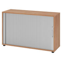 ROLLLADENSCHRANK - 2 Ordnerhöhen 40/120/74,8 cm in Nussbaumfarben/Silberfarben Bügelgriff (Metall) - Silberfarben/Nussbaumfarben, Holzwerkstoff (120/74.8/40cm) - bümö