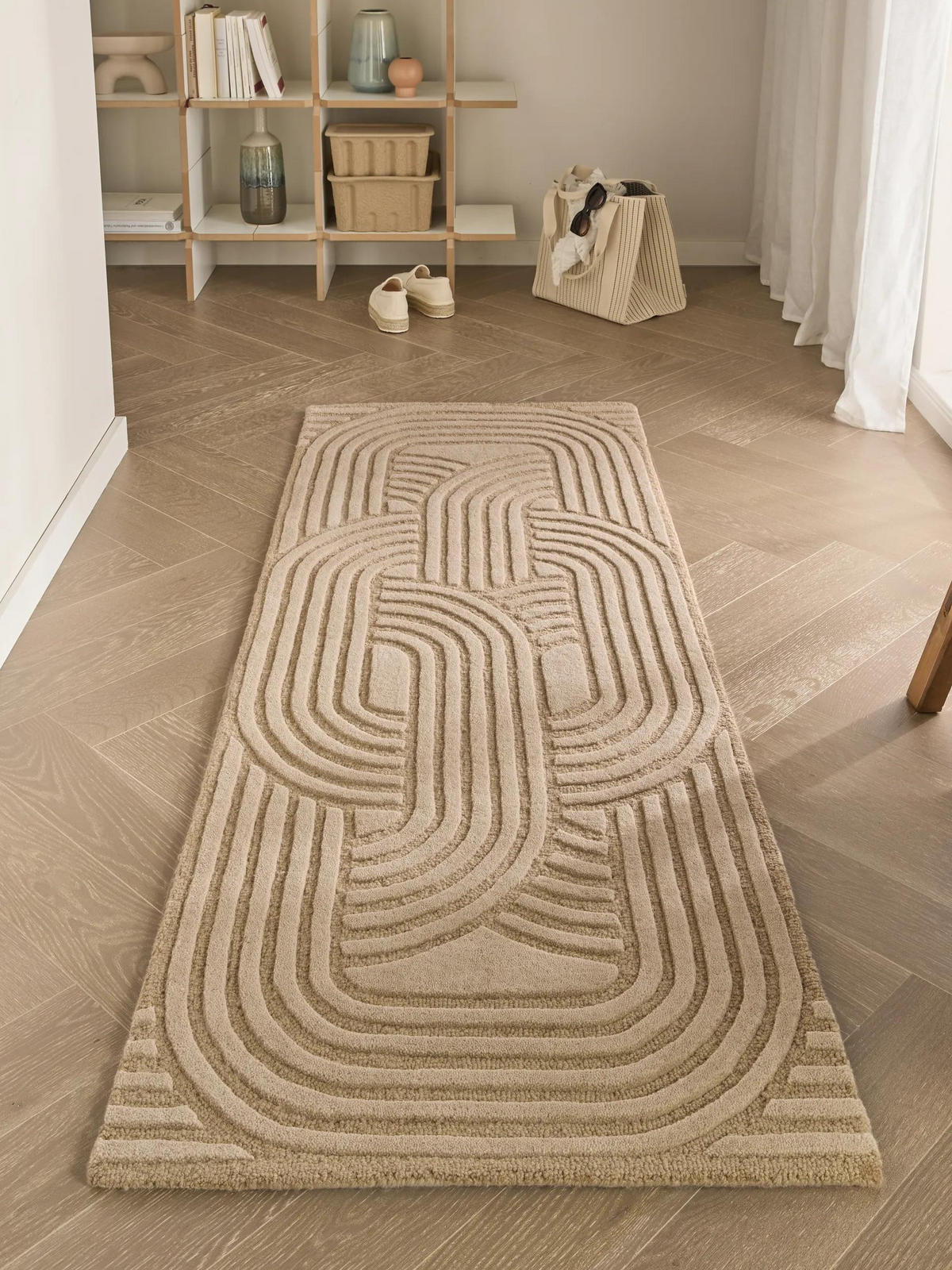 WOLLTEPPICH-LÄUFER Nuria Beige 70x200 cm - Beige, Textil (70/200cm) - benuta Pure