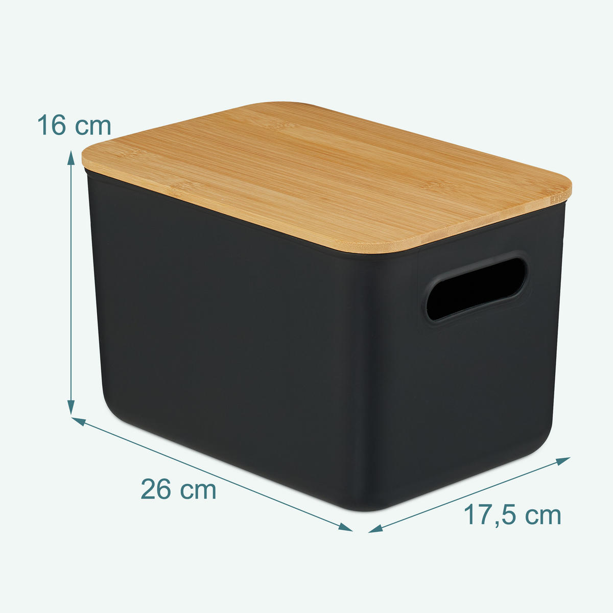 AUFBEWAHRUNGSBOX - Schwarz, Holz/Kunststoff (17.5/26/16cm) - Relaxdays