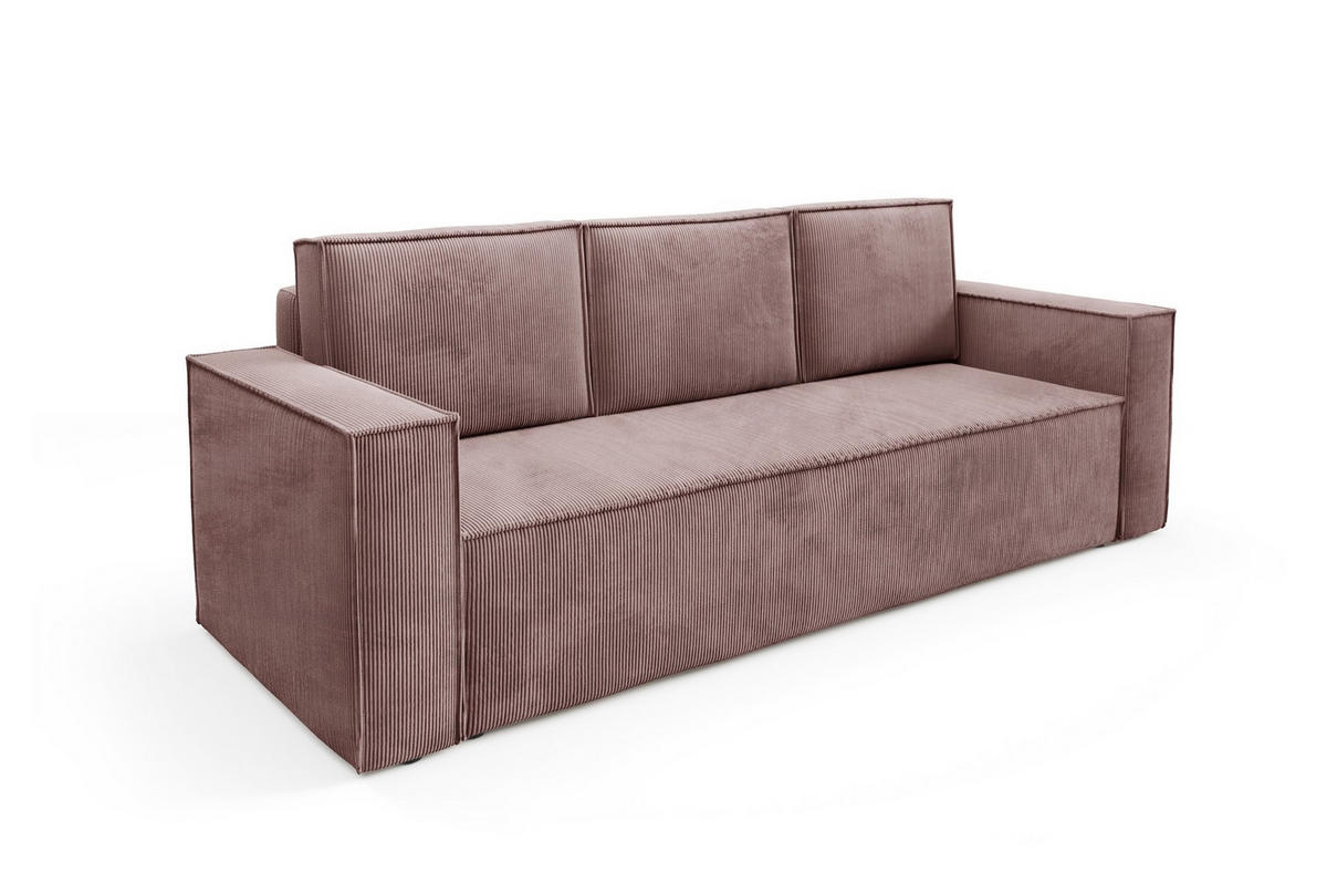 SOFA Roda Rosa, Kordsofa mit Schlaffunktion - Rosa, Holzwerkstoff/Textil (248/93/96cm) - Bettso