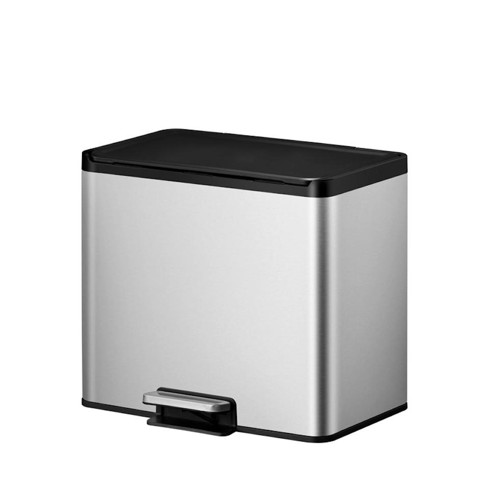 MÜLLEIMER Rechteckiger Aus Gebürstetem Edelstahl Mit Soft Close & Stay Open Deckel 29 Liter 41,1 x 46,2 x 38,8 cm Silber - Silberfarben, Metall (46.2/41.1/38.8cm) - PROREGAL