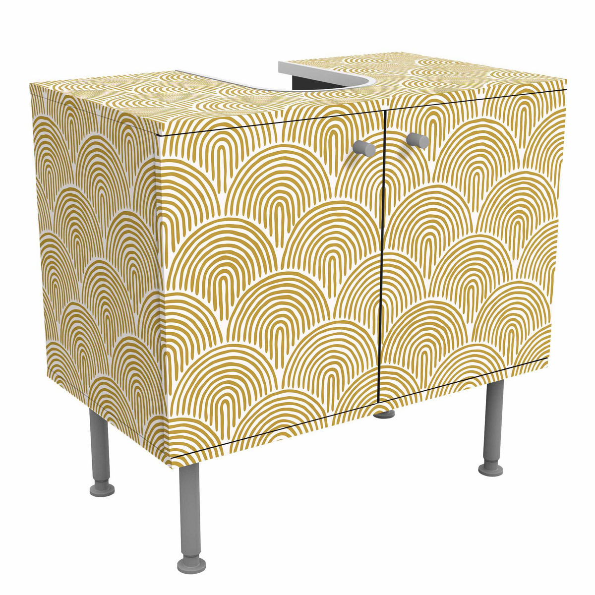 WASCHBECKENUNTERSCHRANK Boho Bogen Muster Gelb 60/55/35 cm - Gelb, Holzwerkstoff (60/55/35cm) - Bilderwelten
