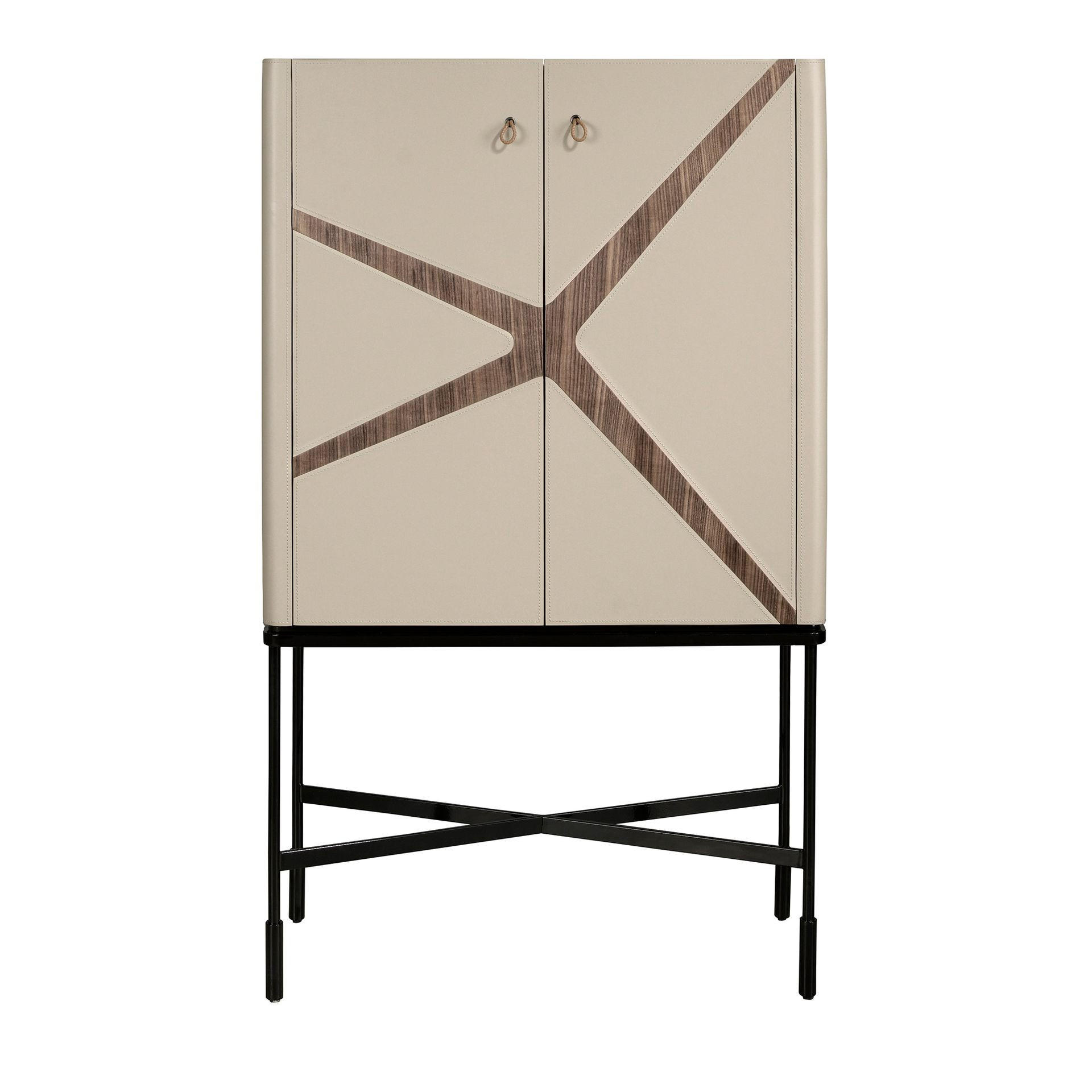 HIGHBOARD Leder, Nussbaum und schwarzer Stahl 90/40/150 cm - Beige/Multicolor, Leder/Holz (90/150/40cm) - ANGEL CERDA
