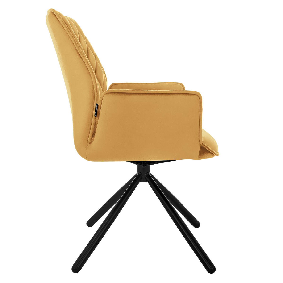 DREHSTUHL Samt Senf - Dunkelgelb, Metall (63/90/57cm) - ML-DESIGN